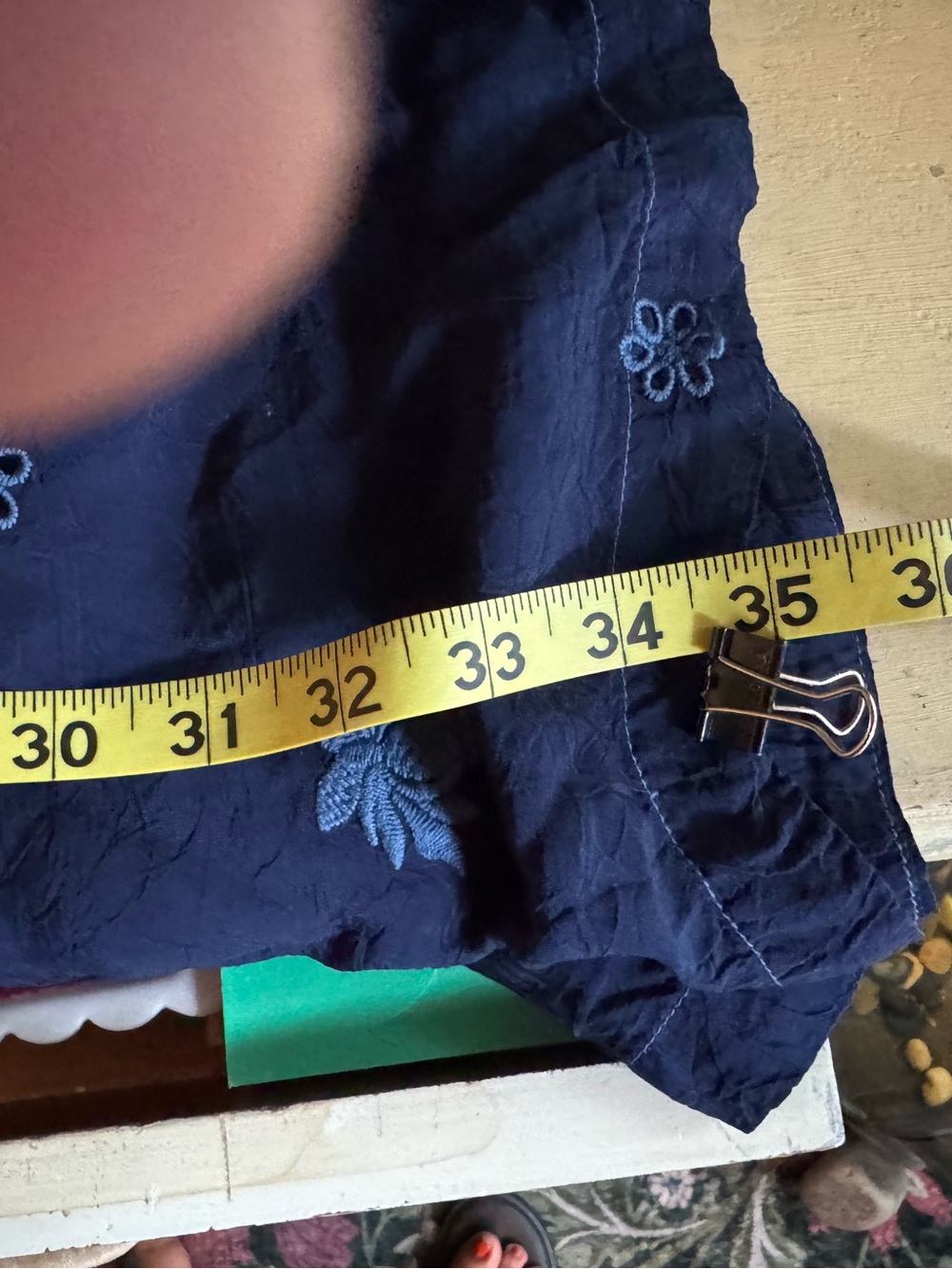 Johnny Was Navy Blue Embroidered Short Sleeve Dress - Picture 9 of 11